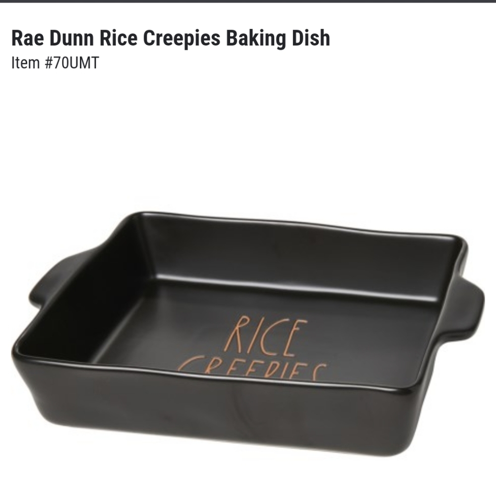 Sale! NWT Rae Dunn “RICE CREEPIES” Halloween Baking Dish